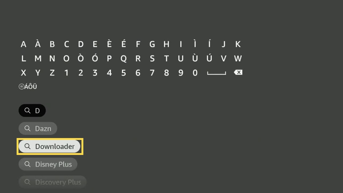 Cerca Downloader — area da selezionare evidenziata in giallo.
